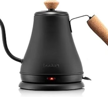 Bodum 27oz Bistro Gooseneck Electric Water Kettle, Pour Over Coffee & Tea, Stainless Steel, Matte Black