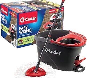 O-Cedar EasyWring Microfiber Spin Mop, Bucket Floor Cleaning System, Red, Gray, Standard