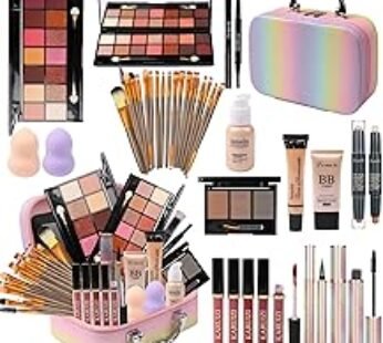 Makeup Set for Girls, Rainbow Makeup Kit, Beauty Boxes with Brushes and Cosmetics, Fashionable Makeup Case Organizer, Pink